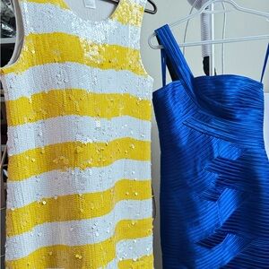 BCBGMaxAzria Blue Saphire & Yellow and White Sequin Dress